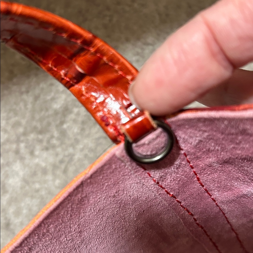 FAUX Croc-Embossed Leather Tote Bag - Red - Picture 14 of 16